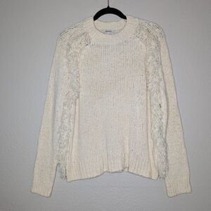 Madewell Womens Cream Montford Shag Fringe Trim Coastal Fisherman Sweater M